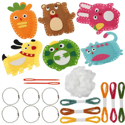 Juego de costura diy de animales de fieltro para niños | Divertido set de manualidades para la coordinación mano-ojo y el desarrollo de habilidades creativas