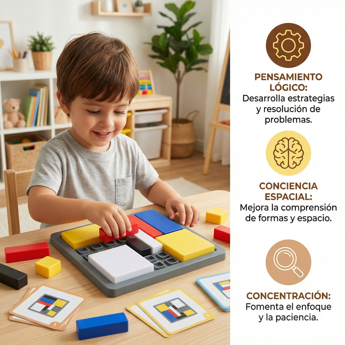 Juego de bloques geométricos creativo