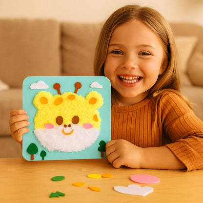 Kit de manualidades de animales DIY para niños ⎜ Set de materiales creativos hechos a mano con pegatinas de dibujos animados