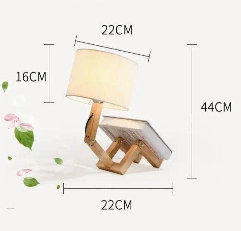 Lámpara De Mesa De Madera Con Soporte Para Libros - Diseño Moderno Para Su Hogar