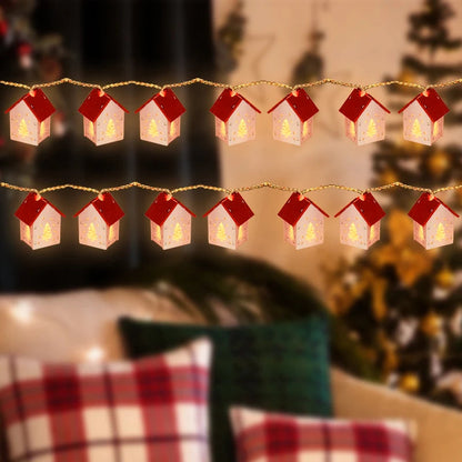 Casitas De Navidad De Madera Con Iluminación Festiva