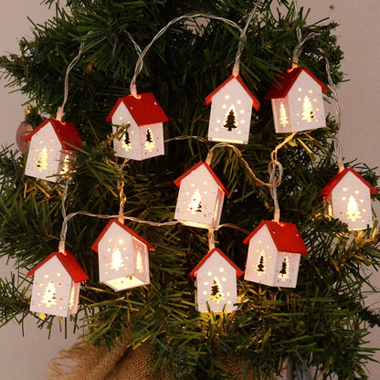 Casitas De Navidad De Madera Con Iluminación Festiva