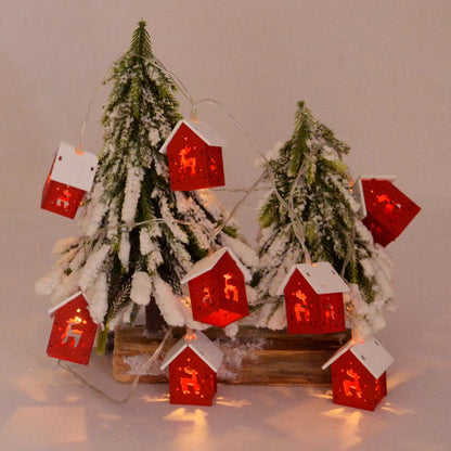 Casitas De Navidad De Madera Con Iluminación Festiva