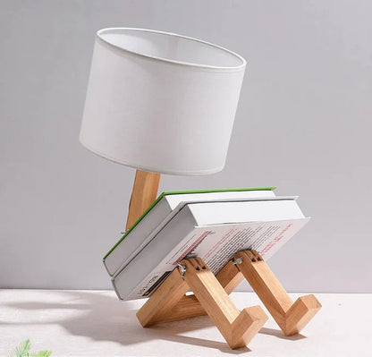 Lámpara De Mesa De Madera Con Soporte Para Libros - Diseño Moderno Para Su Hogar