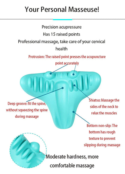Estirador de Cuello y Hombros - Cojín de Tracción Cervical para la Alineación Vertebral y Masaje