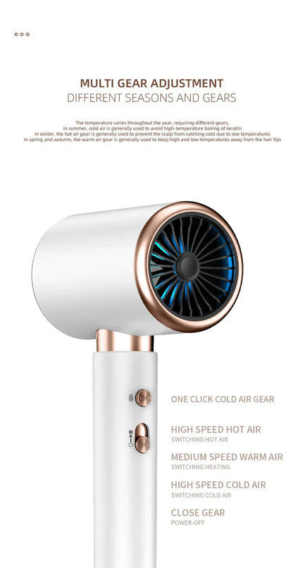 Secador de Pelo de Alto Rendimiento de 2400w con Función de Aire Frío y Caliente - Tecnología Iónica