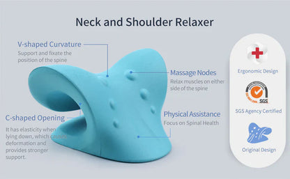 Estirador de Cuello y Hombros - Cojín de Tracción Cervical para la Alineación Vertebral y Masaje