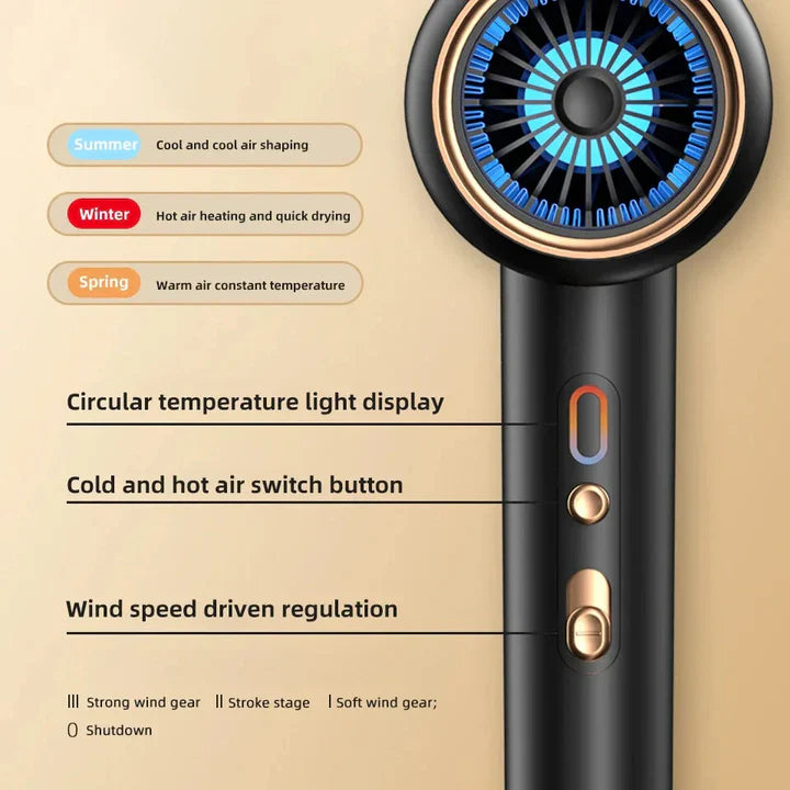 Secador de Pelo de Alto Rendimiento de 2400w con Función de Aire Frío y Caliente - Tecnología Iónica