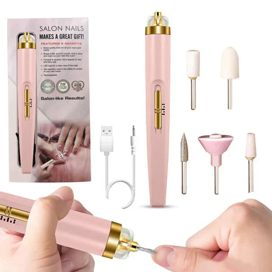 Herramienta Eléctrica 5 en 1 para el Cuidado de las Uñas - Herramienta Portátil de Manicura con Luz Led