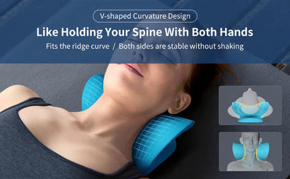 Estirador de Cuello y Hombros - Cojín de Tracción Cervical para la Alineación Vertebral y Masaje