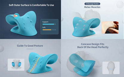 Estirador de Cuello y Hombros - Cojín de Tracción Cervical para la Alineación Vertebral y Masaje