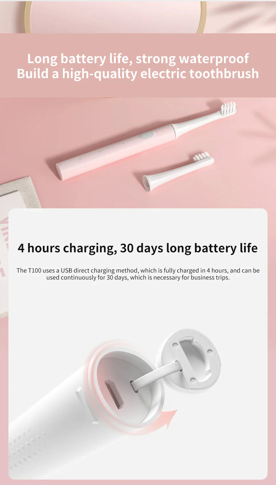 Cepillo de Dientes Sónico Eléctrico - Resistente Al Agua y Recargable por Usb