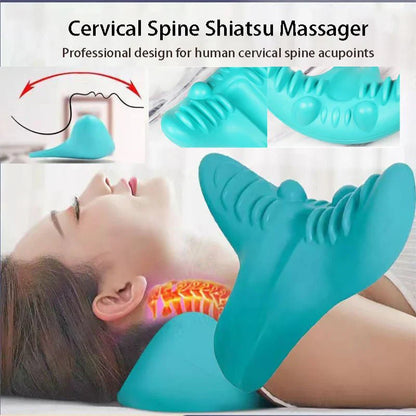 Estirador de Cuello y Hombros - Cojín de Tracción Cervical para la Alineación Vertebral y Masaje