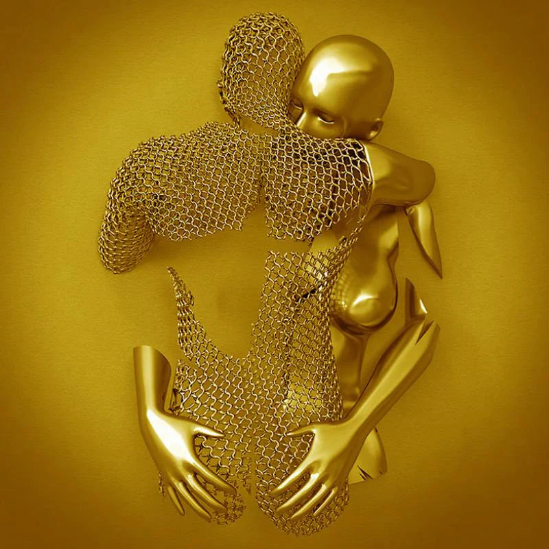 Lienzo De Amor Con Elegante Figura Metálica De Diseño Moderno