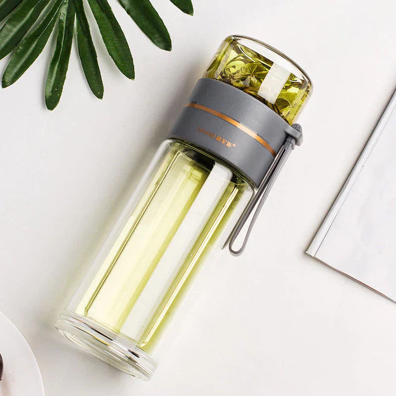 Botella De Vidrio De Doble Pared Con Colador E Infusor De Té