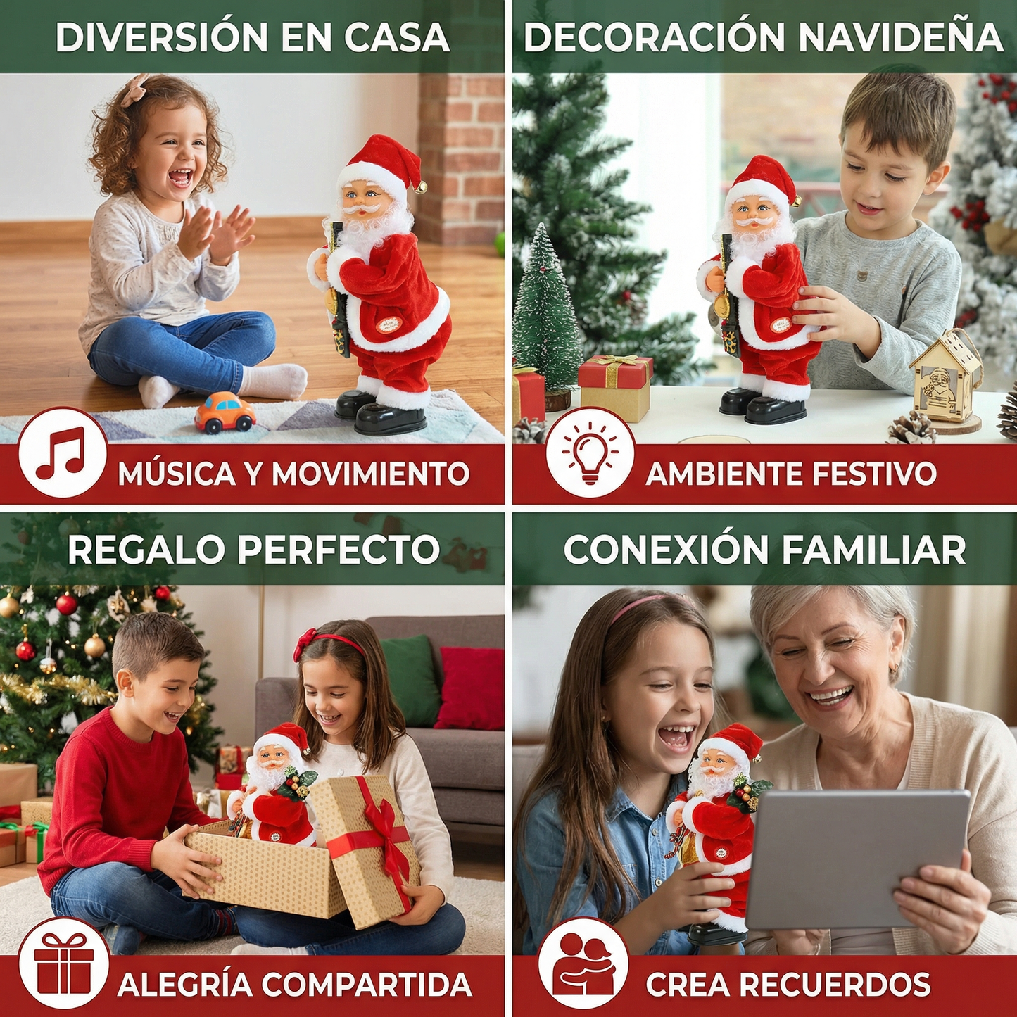 Juguete infantil de papá noel bailarín