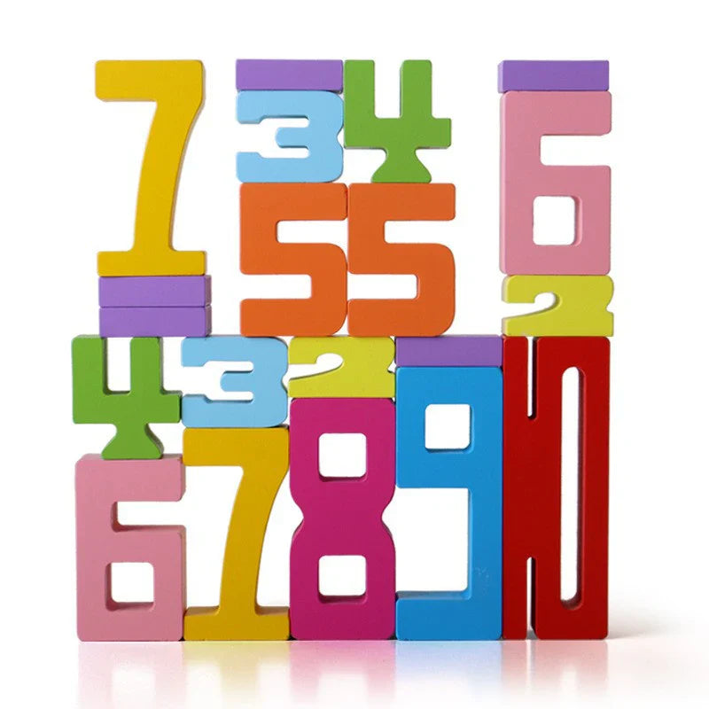 Bloques numéricos de madera para niños | Colorido juguete apilable para contar, lógica y aprendizaje temprano de matemáticas