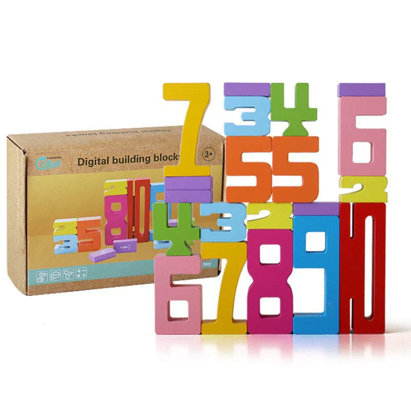 Bloques numéricos de madera para niños | Colorido juguete apilable para contar, lógica y aprendizaje temprano de matemáticas
