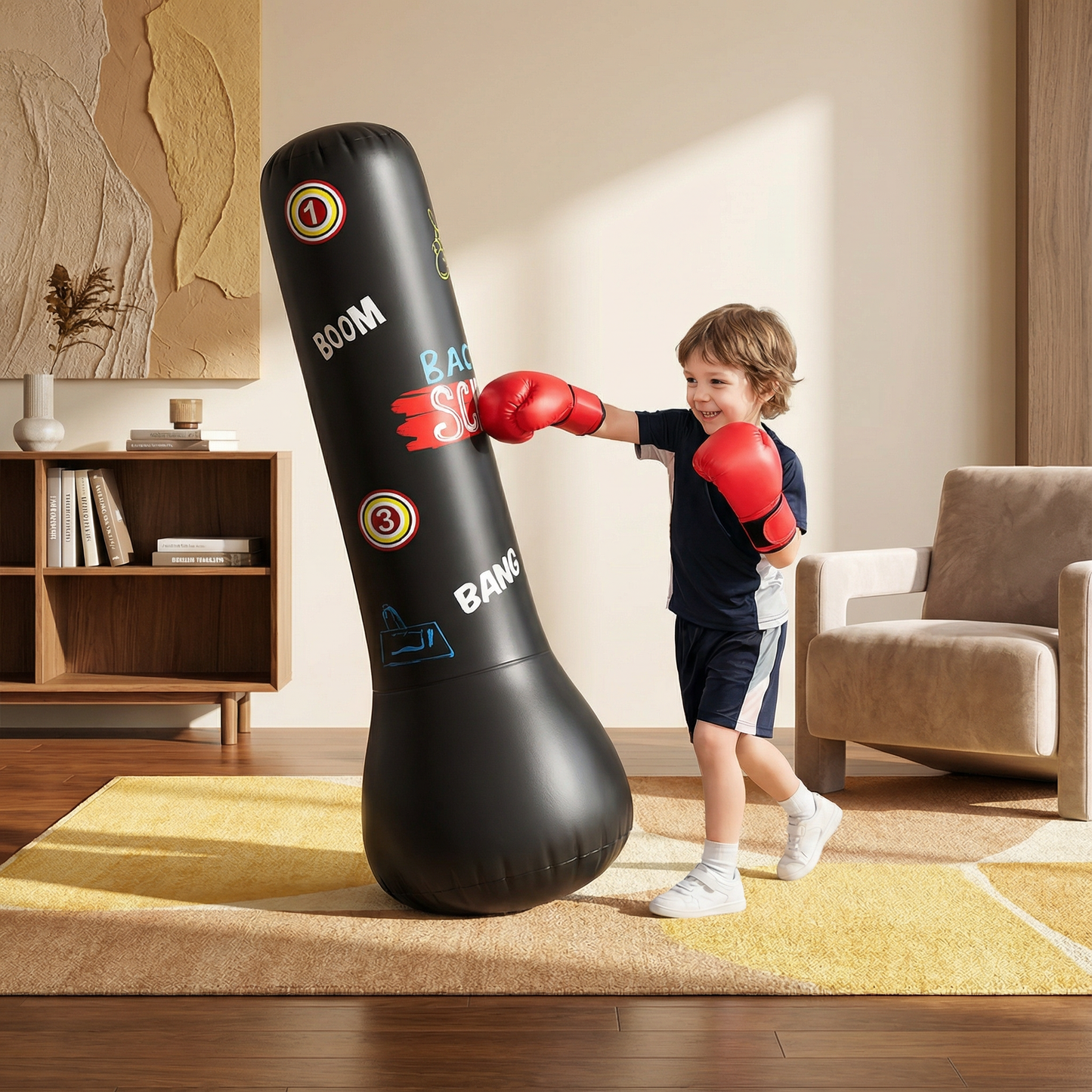 Saco de boxeo inflable para niños con relleno de agua