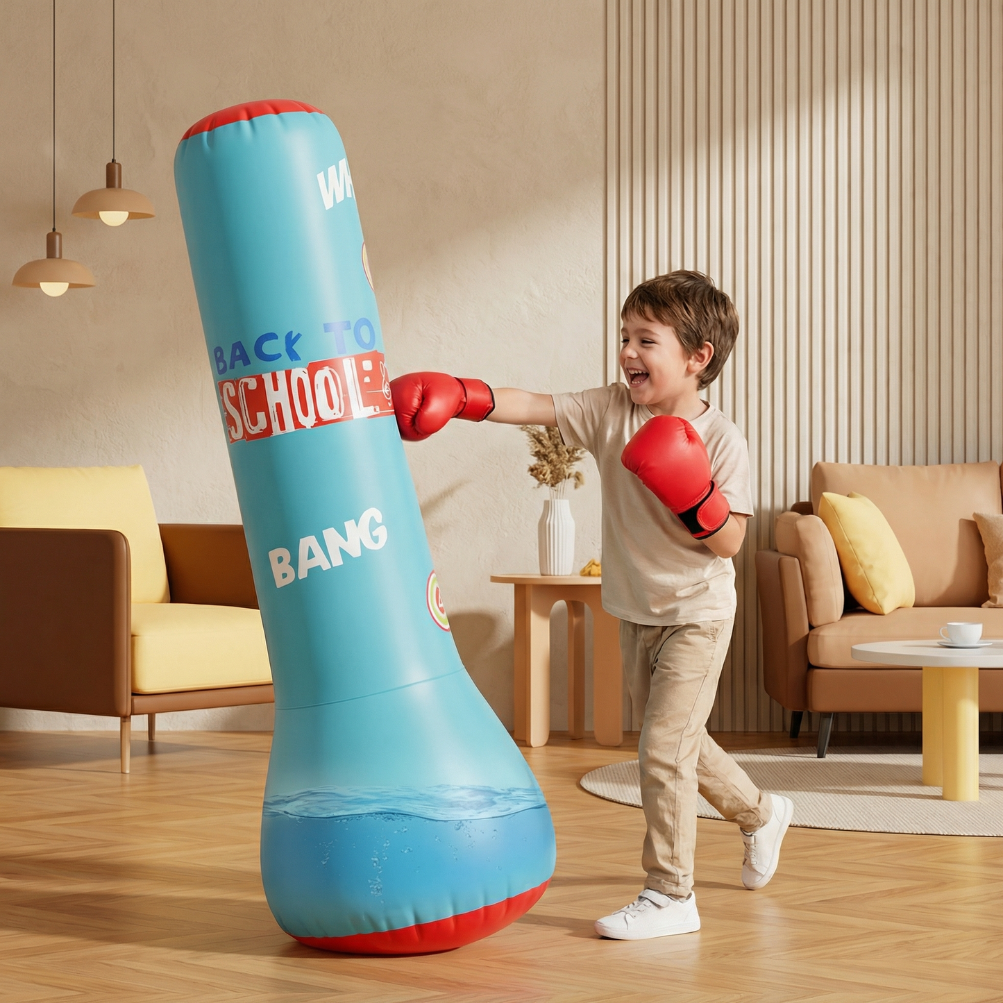 Saco de boxeo inflable para niños con relleno de agua