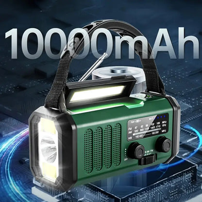 Radio Solar de Emergencia con Powerbank - Radio de Manivela con Linterna Led para Camping y Exteriores
