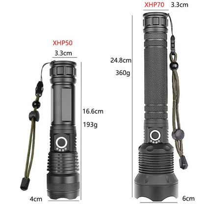 Antorcha Táctica - Linterna Led con Zoom y Función Powerbank