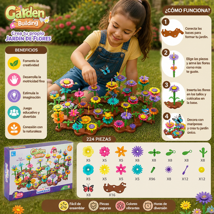 Juego de construcción de jardín de flores para niños – juguete creativo de plantación y aprendizaje para pequeños jardineros
