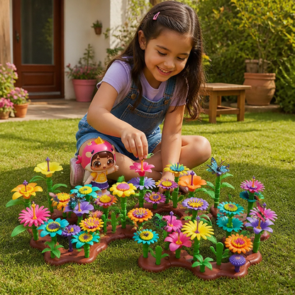 Juego de construcción de jardín de flores para niños – juguete creativo de plantación y aprendizaje para pequeños jardineros