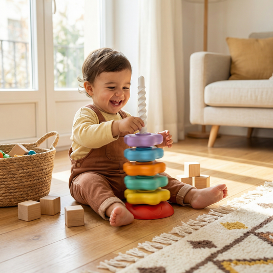 Juguete torre giratoria y de colores arcoíris