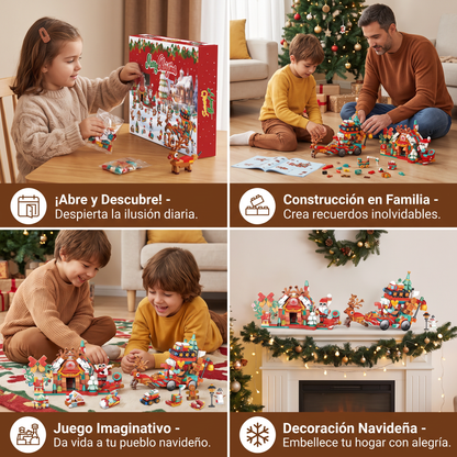 Calendario de Adviento con Bloques de Construcción – Pueblo Navideño para Niños