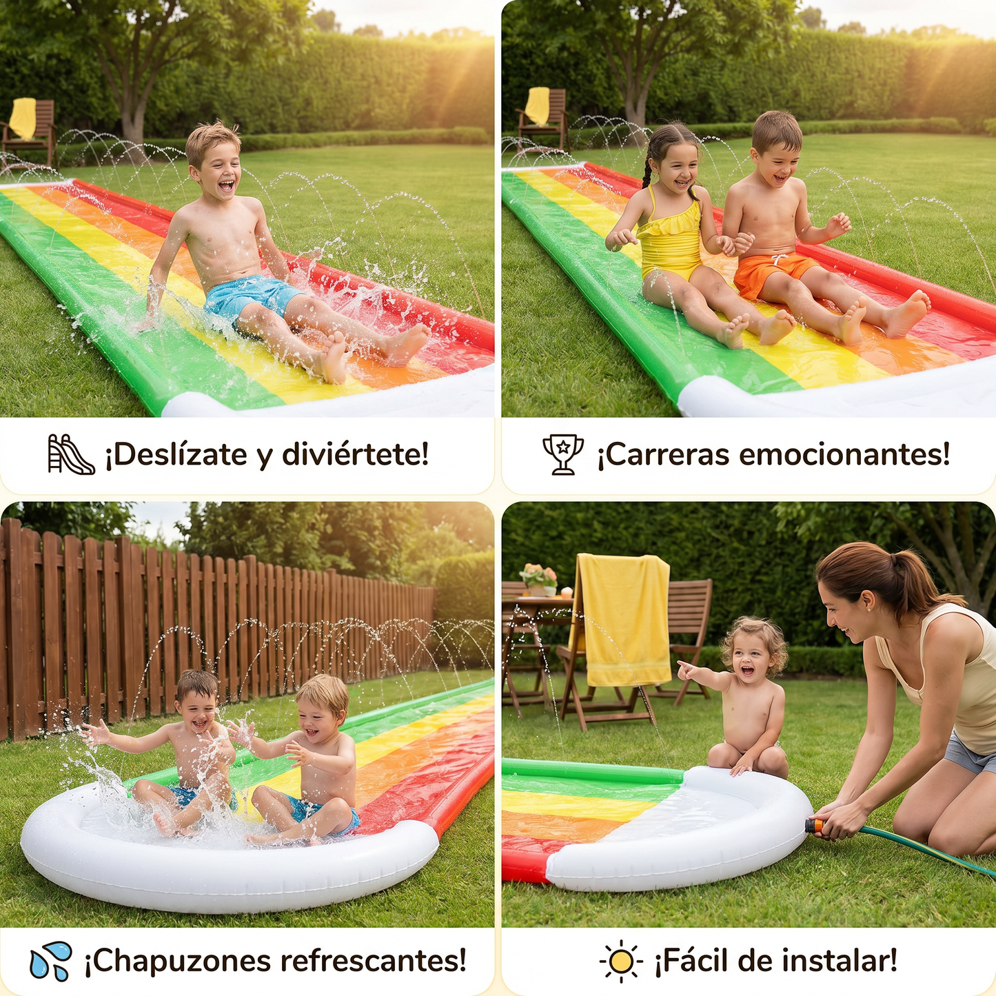 Resbaladilla Arcoíris – Resbaladilla Inflable para Exterior para Niños y Familia