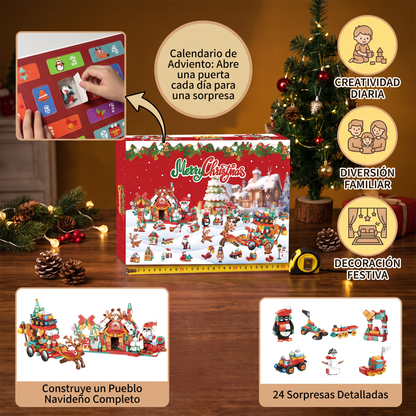 Calendario de Adviento con Bloques de Construcción – Pueblo Navideño para Niños