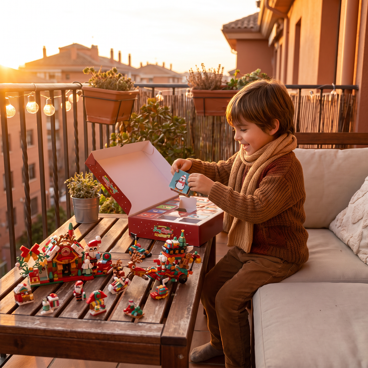 Calendario de Adviento con Bloques de Construcción – Pueblo Navideño para Niños
