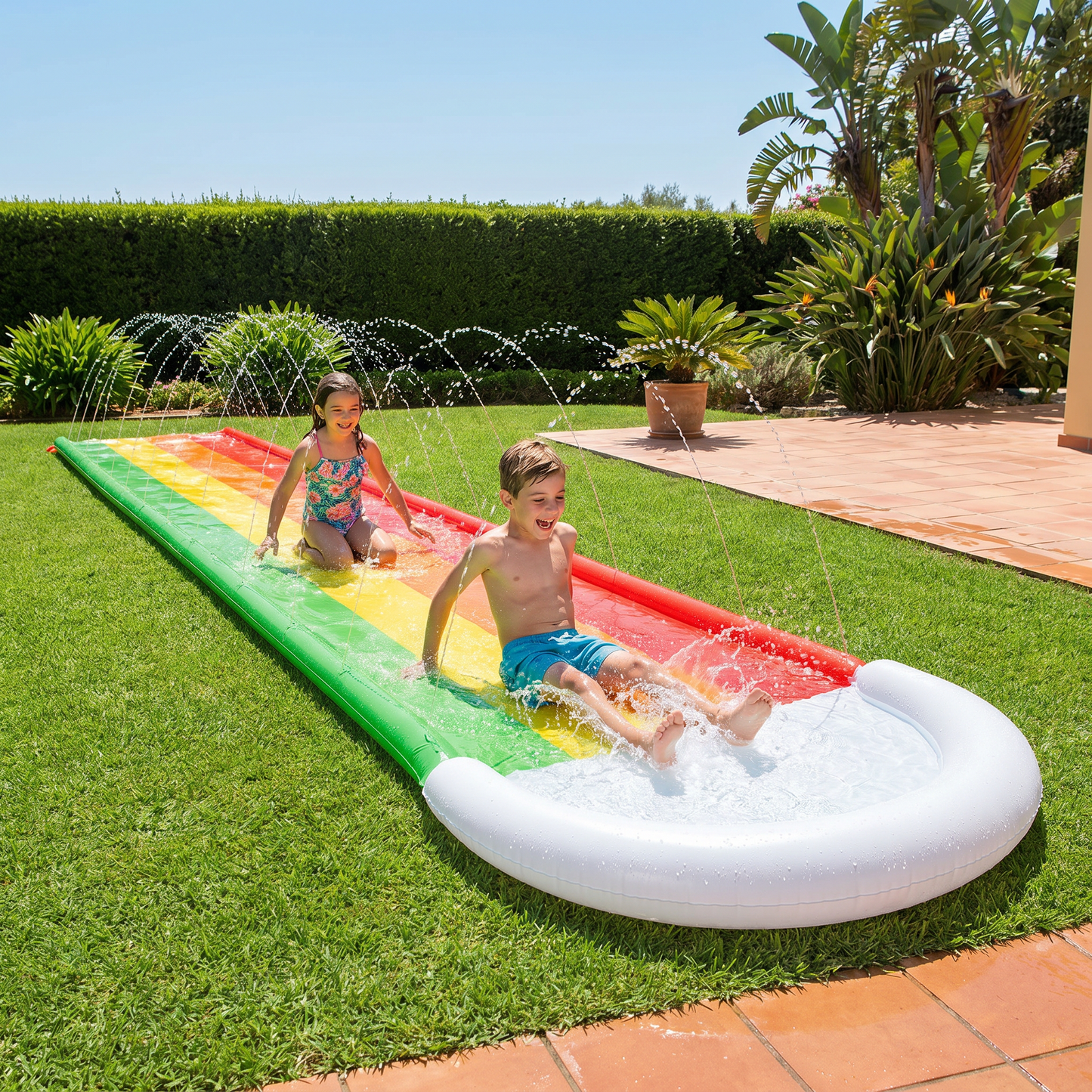 Resbaladilla Arcoíris – Resbaladilla Inflable para Exterior para Niños y Familia