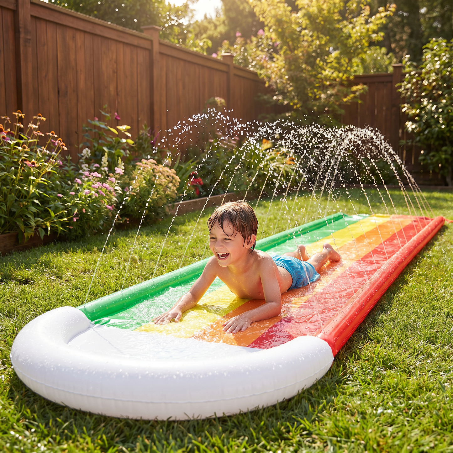 Resbaladilla Arcoíris – Resbaladilla Inflable para Exterior para Niños y Familia