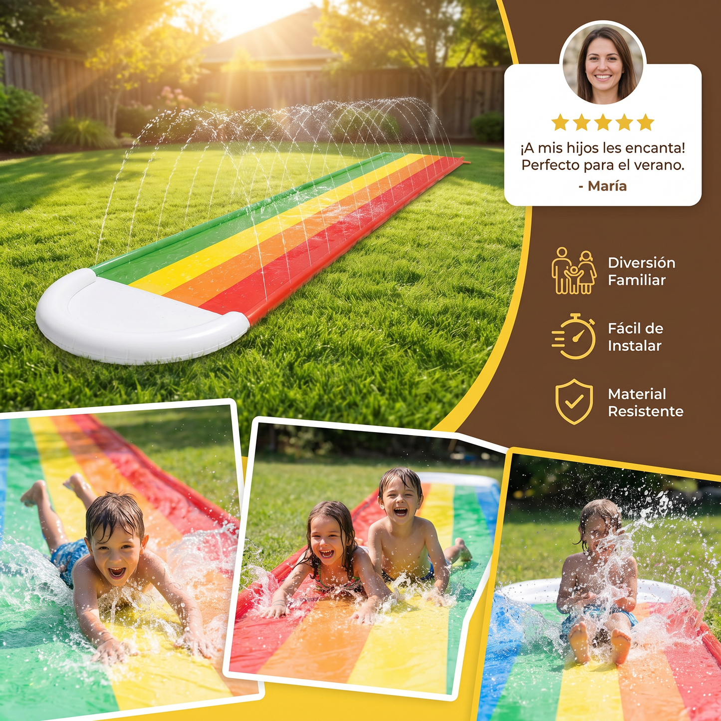 Resbaladilla Arcoíris – Resbaladilla Inflable para Exterior para Niños y Familia