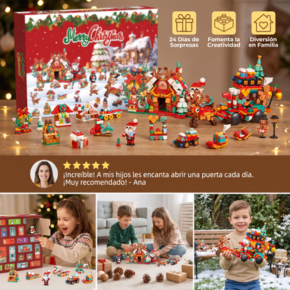 Calendario de Adviento con Bloques de Construcción – Pueblo Navideño para Niños