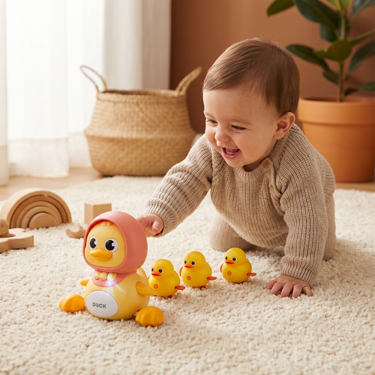 Familia de Patitos Juguete para Gatear y Aprender con Música para Bebés