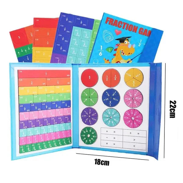 Pizarra magnética de aprendizaje de fracciones para niños | Colorida herramienta matemática para la comprensión de fracciones y operaciones