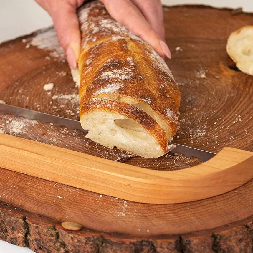 Cuchillo De Madera Para Pan Con Ayuda De Corte Antideslizante