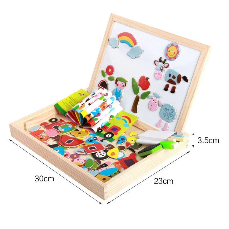 Pizarra rompecabezas magnética para niños | Juguete de aprendizaje creativo con funciones de dibujo y emparejamiento de formas