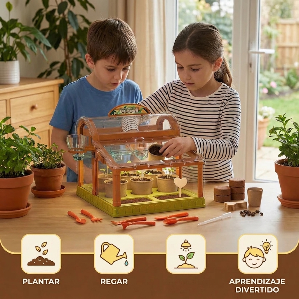 Invernadero LED para niños de acrílico – Kit de cultivo interior para aprendizaje lúdico y crecimiento de plantas