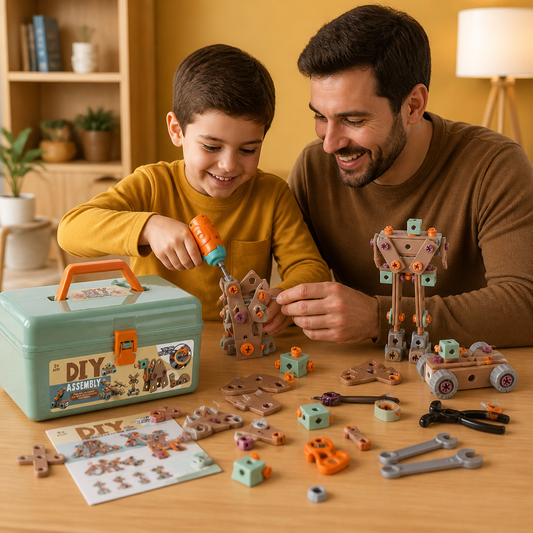 Set de Herramientas para Niños de 144 piezas con Taladro y caja de Herramientas – Kit de Construcción STEM Montessori