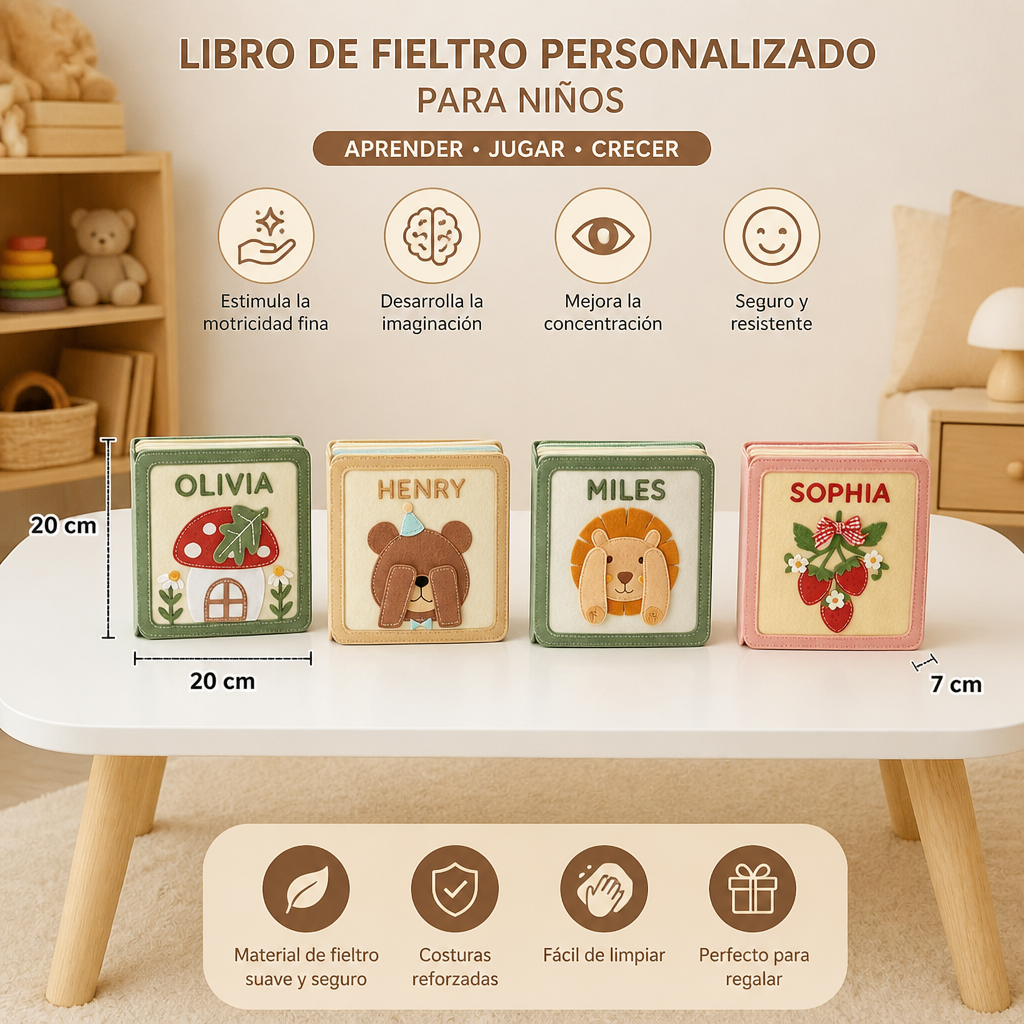 Libro De Fieltro Personalizado Para Niños