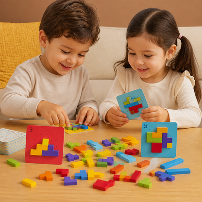 Juego Familiar De Rompecabezas De Madera Para Combinar Formas