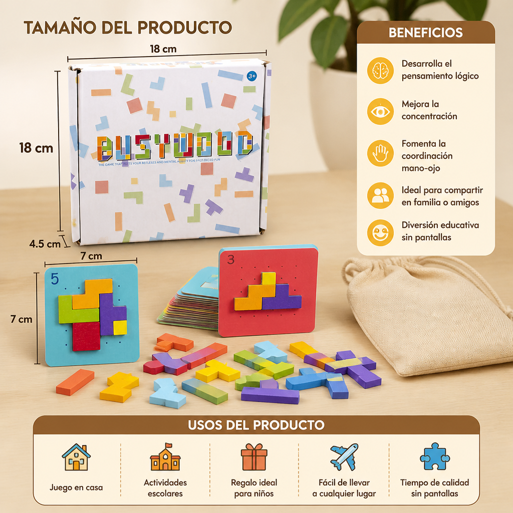 Juego Familiar De Rompecabezas De Madera Para Combinar Formas