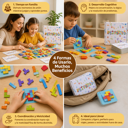 Juego Familiar De Rompecabezas De Madera Para Combinar Formas
