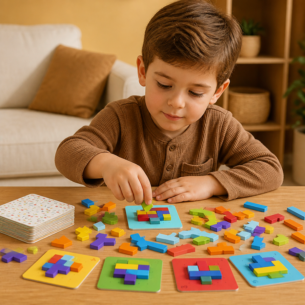 Juego Familiar De Rompecabezas De Madera Para Combinar Formas