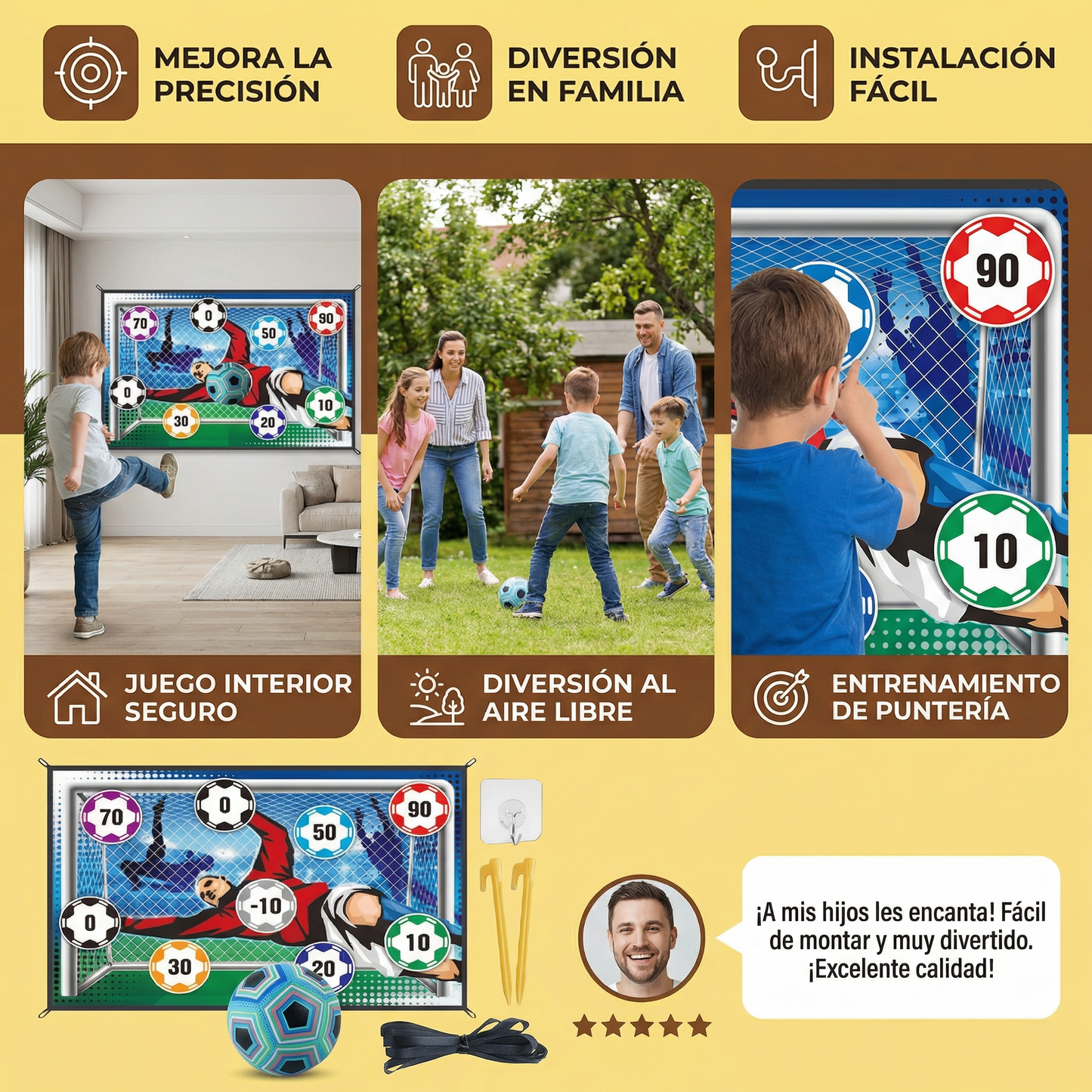 Muro Adherente para Tiros de Fútbol – Set de Entrenamiento y Juego para Interiores y Exteriores