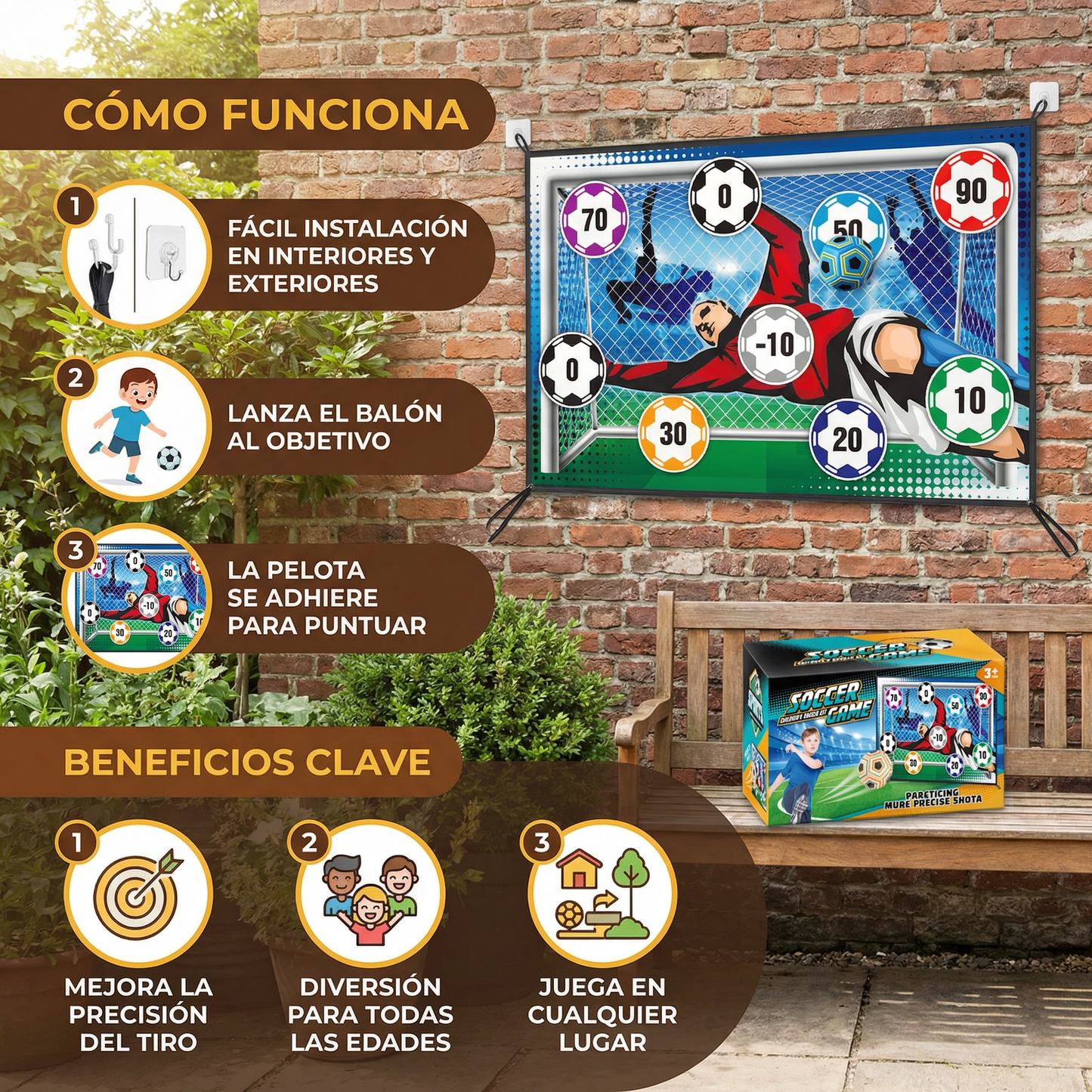 Muro Adherente para Tiros de Fútbol – Set de Entrenamiento y Juego para Interiores y Exteriores